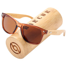 Lunettes de soleil branches en bois Ambre, face ambrée, verres marron polarisés