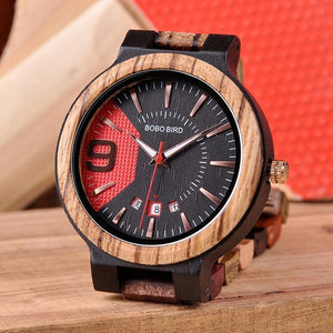 Montre cadran et bracelet en bois homme - Flamme Céleste