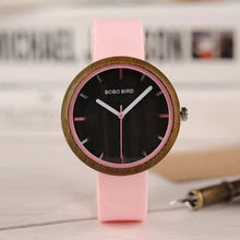 Montre en bois femme bracelet silicone - Zénith Mystérieux Rose