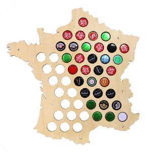 Carte de France en bois de collection - Capsules Bières & Sodas - Décoration | Terre du Bois