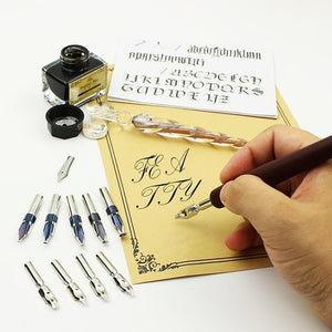 Coffret calligraphie débutant plume en bois - Encre de Chine