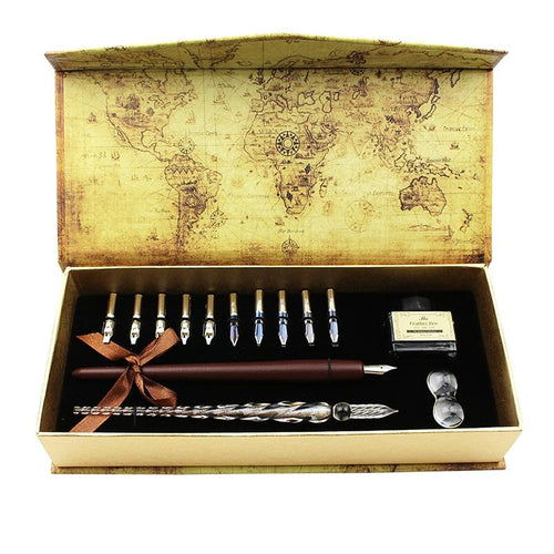 Coffret calligraphie débutant plume en bois - Encre de Chine