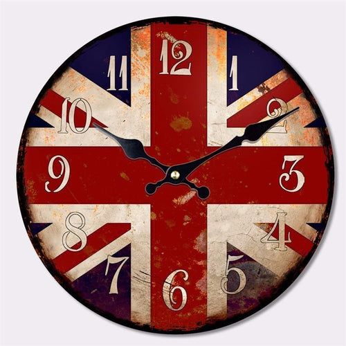 Horloge en bois 30x30cm - Union Jack - Décoration | Terre du bois