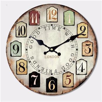 Horloge murale en bois ronde D30 cm - Good time with good friends