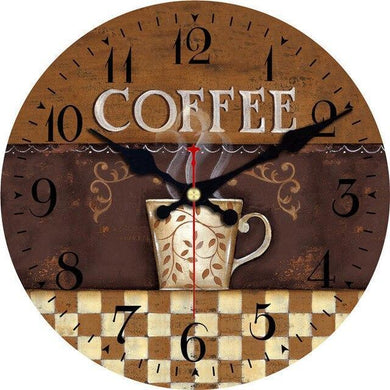 Horloge murale en bois ronde D30 cm - Coffee Vintage